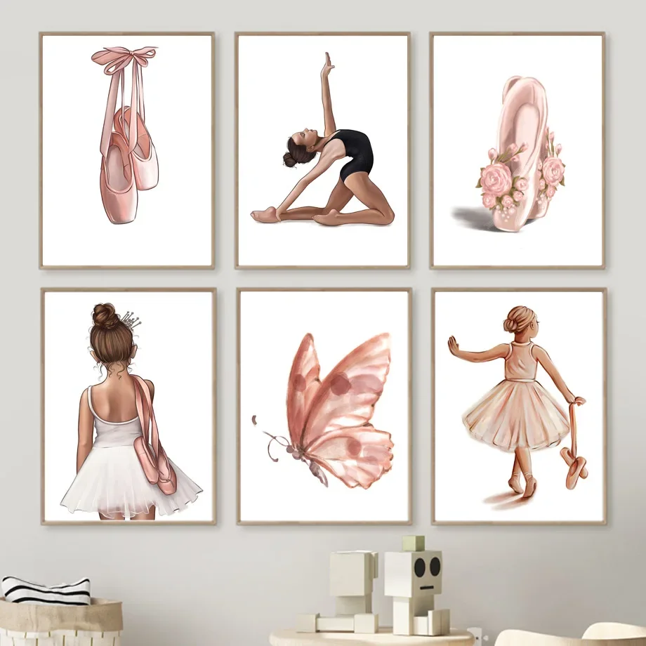 Waterproof Spray Shoe - Cartoon-Ballett-Tanzschuhe, Sport, Mädchen, Wandkunst, Leinwanddruck –